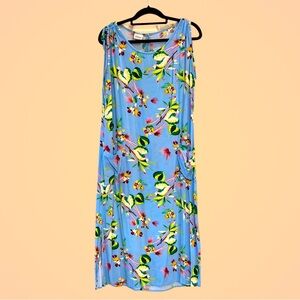 Vintage Disney 1990’s Hawaiian Maxi Large Blue Mickey Minnie Donald Hula Pattern